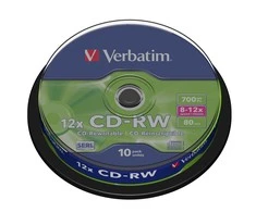 Verbatim CD+RW, 12x, 700MB, 10 vnt (43480)