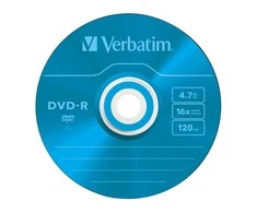 VERBATIM DVD-R 120 min. / 4,7 GB 16x 5 pakuočių plonas juvelyrinis dėklas DataLife Plus, spalvotas paviršius