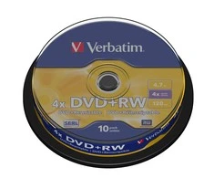 VERBATIM DVD+RW DLP 4,7 GB SPINDLE 4X