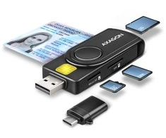 Axagon intelektualiųjų kortelių skaitytuvas + USB-C adapteris CRE-SMP2A