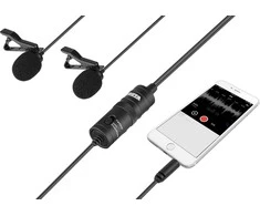 Dvigubas mikrofonas BOYA 3.5mm jungtis, juodas / BY-M1DM / BOYA10002