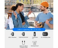 Mikrofony BOYA mini 2-01 belaidės 2.4GHz USB-C - juoda
