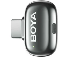 BOYA belaidis mikrofonas „Mini 2-01“ 2,4 GHz, su dirbtinio intelekto valdomu triukšmo slopinimu, 2 siųstuvais ir 2 imtuvais („Type-C“ ir „Lightning“), pilkos spalvos, ES