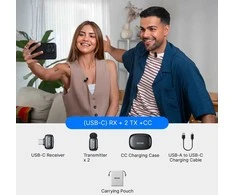 Mikrofony BOYA mini 2-02 belaidės 2.4GHz USB-C - juoda