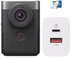 Canon | Vlogų rinkinys (SIP) | PowerShot V10 SL | Kompaktiška kamera | 20,9 MP | Optinis priartinimas 0x x | Skaitmeninis priartinimas 3x x | Ekrano įstrižainė 2" | Wi-Fi | Vaizdo įrašymas | Ličio jonų | Sidabrinis