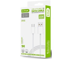 D Fruit USB kabelis DF105, USB-A - USB-C 1 m, baltos sp.