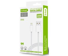 USB kabelis D-FRUIT DF106, USB-A - Lightning 1 m, baltos sp.