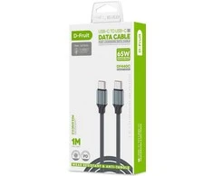 USB kabelis D-FRUIT DF440C, C-USB-C, 1 m, pilkos sp.