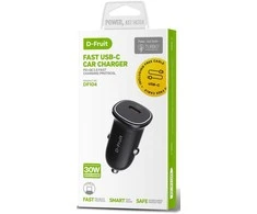 D-Fruit automobilinis įkroviklis 30W USB-C + USB-C laidas DF104