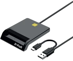 Kilimėlis D-Fruit ID card reader USB-A/USB-C DF174, juodas