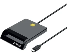 Kilimėlis D-Fruit ID card reader USB-C DF173, juodas