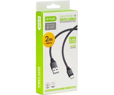 D-Fruit kabelis USB-A - USB-C 2m, pilkas (DF120)