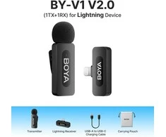 Mikrofonas BOYA BY-V1 V2.0 belaidis 2.4GHz - juoda
