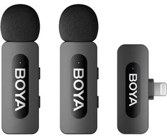 BOYA belaidis mikrofonas BY-V2 V2.0 2.4GHz su 2 siųstuvais ir 1 imtuvu (Lightning) Juodas EU