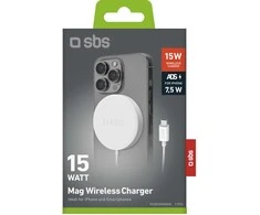 SBS belaidis įkroviklis „Magsafe 15W“, baltas