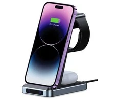 Belaidis įkroviklis 3in1 MagSafe Tech-Protect QI15W-A26 juodos spalvos