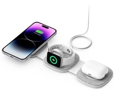 Belaidis magnetinis įkroviklis MagSafe 15W 3in1 iPhone + Apple Watch + AirPods Tech-Protect QI15W-A32 pilkos spalvos