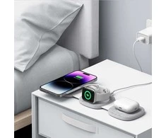 Tech-Protect belaidis įkroviklis A32 3in1 Magnetic MagSafe QI15W, pilkas