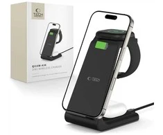 Įkrovimo stotelė Tech-Protect QI15W-A36 3in1 skirta Apple – juodos spalvos