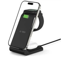 Įkrovimo stotelė Tech-Protect QI15W-A36 3in1 skirta Apple – juodos spalvos