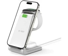 Įkrovimo stotelė Tech-Protect QI15W-A36 3in1 skirta Apple – baltos spalvos