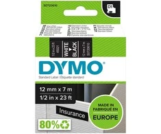 Dymo label spausdintuvas tape D1 12mmx7m, baltas/juodas