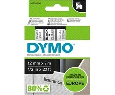 Dymo label spausdintuvas tape D1 12mmx7m, juodas/clear