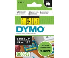 Dymo label spausdintuvas tape D1 6mmx7m, juodas/yellow
