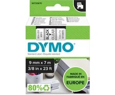 Dymo label spausdintuvas tape D1 9mmx7m, juodas/clear