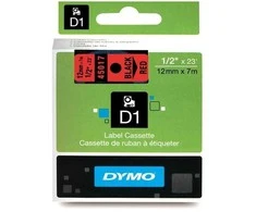 Dymo label tape D1 12mmx7m, juodas/red