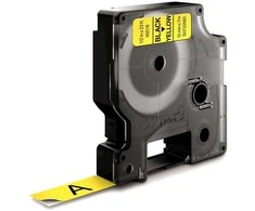 Dymo label tape D1 12mmx7m, juodas/yellow