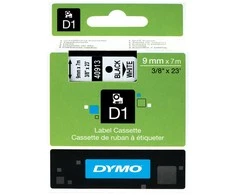 Dymo label spausdintuvas tape D1 9mmx7m, juodas/baltas