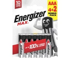 Energizer battery Max Alkaline AAA CHP6 4+2