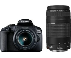 Canon EOS 2000D + EF-S 18-55mm f/3.5-5.6 IS II + EF 75-300mm f/4-5.6 III SLR fotoaparato komplektas 24,1 MP CMOS 6000 x 4000 pikseliai Juoda