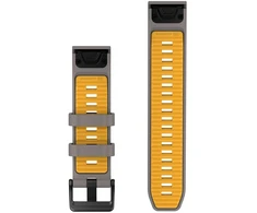 Garmin QuickFit 22 Watch Bands, Sidabrinis Gray/Geltona Flare Silicone