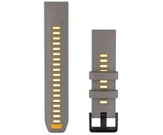 Garmin QuickFit 22 Watch Bands, Sidabrinis Gray/Geltona Flare Silicone