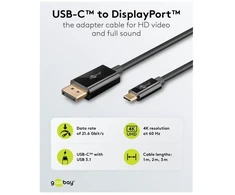 Goobay cable USB-C - DisplayPort 1m, juodas