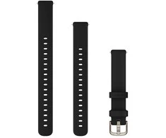 Garmin Lily 2 išmaniojo laikrodžio dirželis, 14 mm, juodos spalvos silikoninis dirželis su aukso spalvos detalėmis