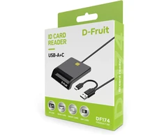 Kilimėlis D-Fruit ID card reader USB-A/USB-C DF174, juodas