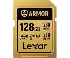 Atminties kortelė Lexar 128GB SDXC ARMOR Gold UHS-II U3, nerūdijančio plieno, IP68 (280/210 MB/s)
