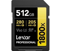 Atminties kortelė LEXAR PRO 1800X SDXC U3 (V60) UHS-II R270/W180 512GB