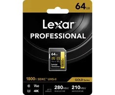 Lexar atminties kortelė SDXC 64GB Professional 1800x UHS-II U3 V60