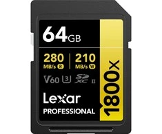 Atminties kortelė Lexar Pro 1800x SDXC R280/W210 64GB U3 (V60) UHS-II