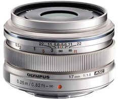 Objektyvas Om System M.Zuiko Digital 17mm f/1.8, sidabrinis