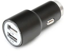 Omega automobilinis įkroviklis 2xUSB 2100mA metalinis, juodas (43342)