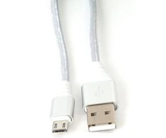 Omega kabelis microUSB - USB 1m pintas 2A, sidabrinis