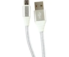 Omega kabelis microUSB - USB 1m pintas 2A, sidabrinis