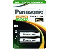 1x2 Panasonic Akku NiMH Mignon AA 2450 mAh įkraunamas Evolta