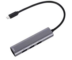 PLATINET medijos šakotuvas USB-C į 4x USB-A 3.2 GEN1 5Gbps 10W aliuminio [46242]