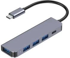 PLATINET medijos šakotuvas USB-C į 4x USB-A 3.2 GEN1 + 1x USB-C PD 100W 5in1 aliumininis [46235]